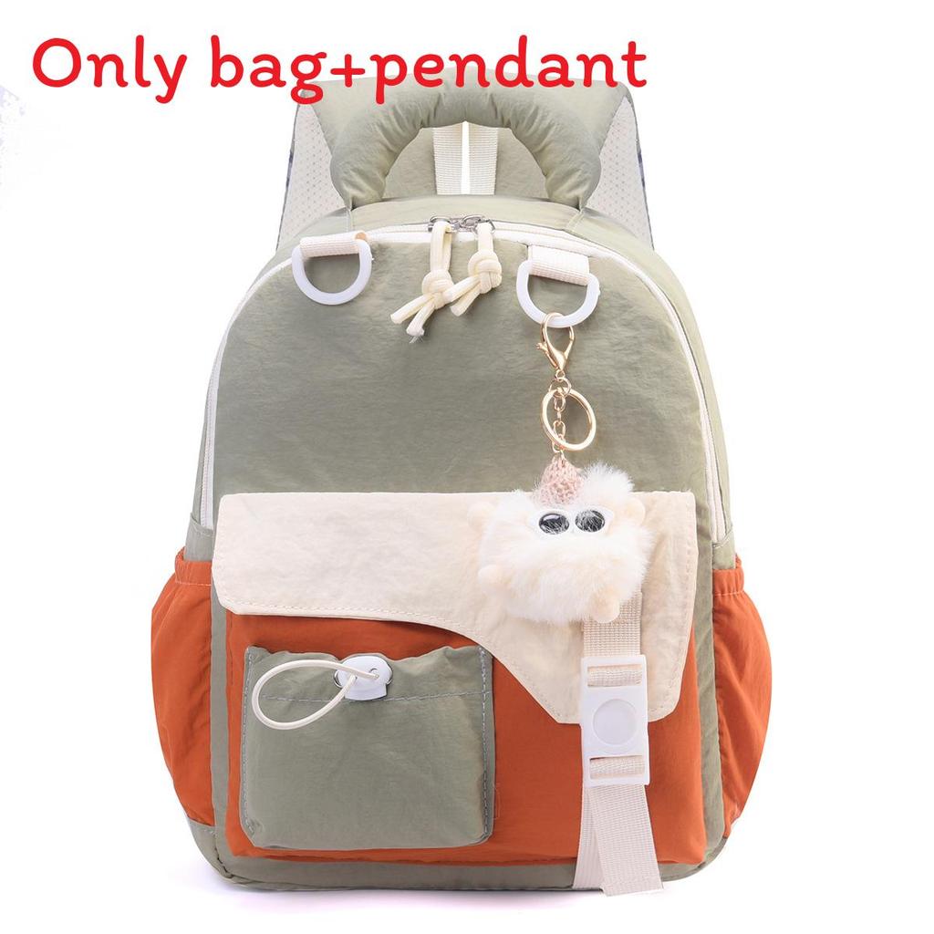 Color Blocked Childrens Backpack With Plush Pendant For School And Outings