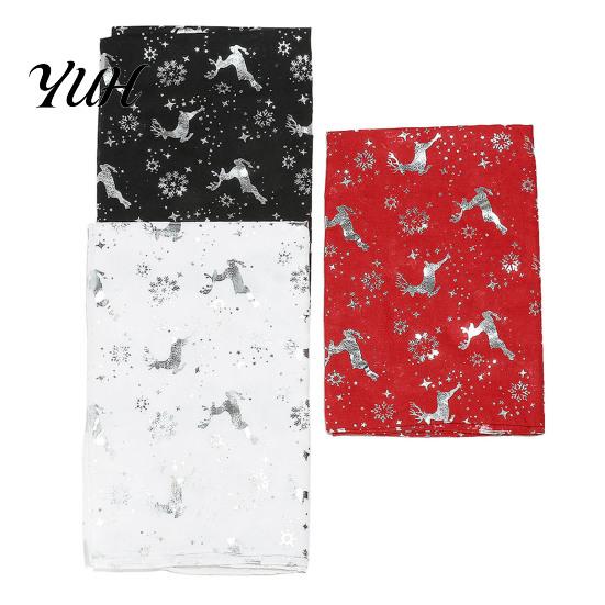 Elegant Hot Stamping Scarf Christmas Theme for Women, Glitter Sparkly Foil Reindeer Decorative Holiday Winter Wrap Print Scarves, Lightweight