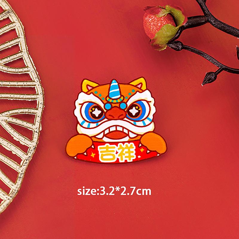 Креативная брошь в виде дракона в китайском стиле, мультяшный милый дракон, акриловая брошь-благословение, значок на лацкан, ювелирное украшение в подарок на Новый год