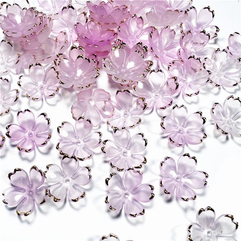 50Pcs New 19MM Acrylic Cherry Blossoms Flower Beads Petals Charm Connectors Diy Earrings Hair Jewelry Making Resin Acessories