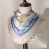 Silk small square scarf scarf women's spring and summer mulberry silk high-end versatile printing blue sunscreen neck protection neck silk scarf