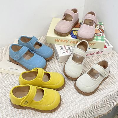 Весенне-осенние новые туфли принцессы из кожи в корейском стиле для девочек, универсальные, на матовой мягкой подошве