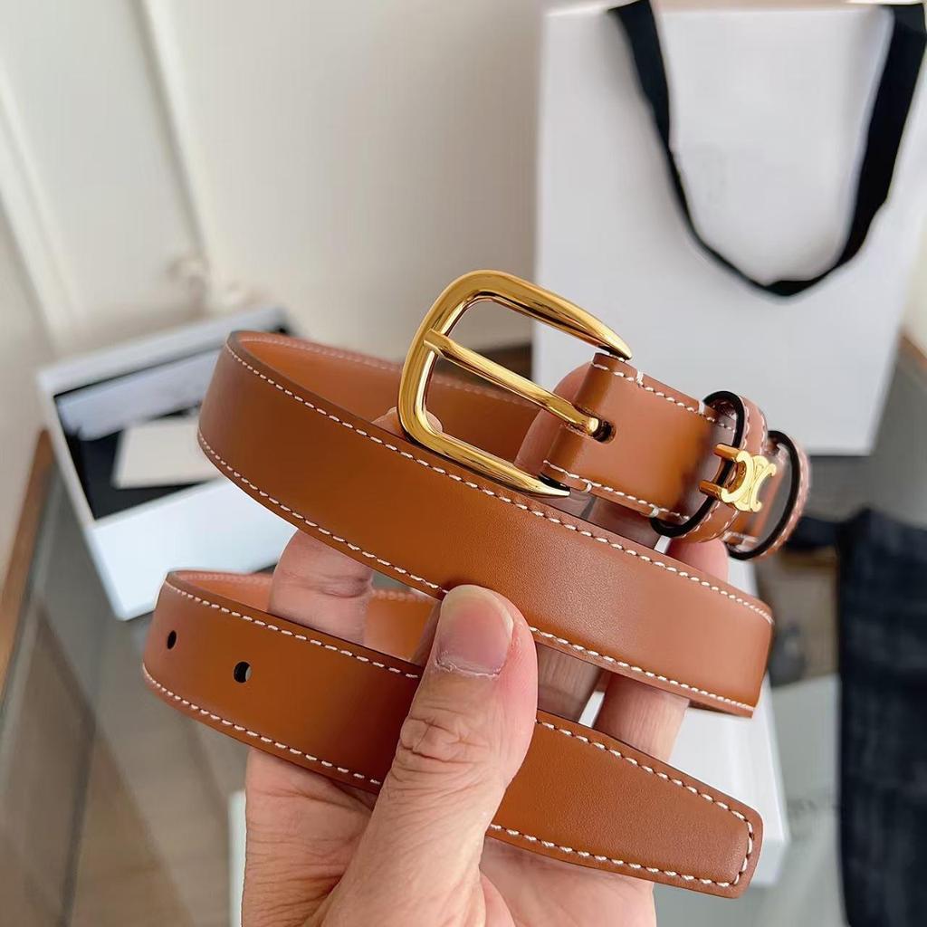Новый женский ремень 2,5 см с пряжкой Triomphe из телячьей кожи - Универсальный модный аксессуар с подарочной упаковкой