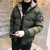 Мужские зимние куртки, корейская версия облегающего толстого теплого камуфляжного короткого пухового пальто с капюшоном и воротником-стойкой