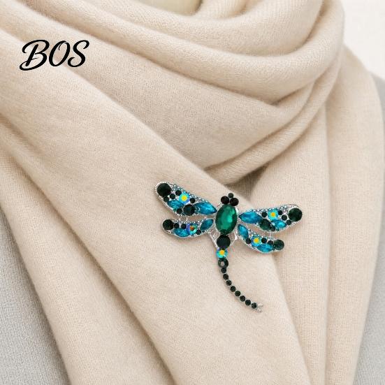 Multi-color Tail Design Brooch Electroplated Alloy Brooch, Dragonfly Pin with Sparkling Rhinestones Inlaid, Wear-resistant Long Badge for Luster