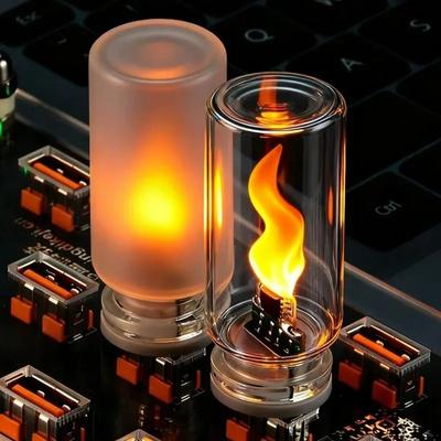 Портативная стеклянная USB светодиодная лампа ABS Тип пламени Автомобильная атмосферистая лампа 5V USB светодиодная лампа накаливания Праздничное освещение