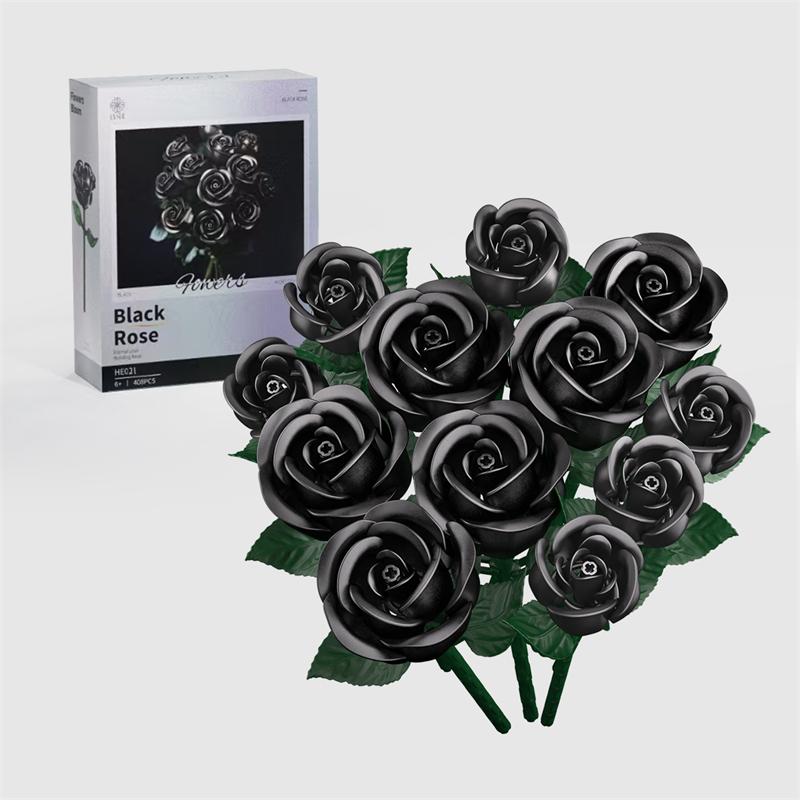 Plastic Blocks Simulation Flowers Building Bricks Eternal Plant Preserved Rose Artificial Bamboo Adult Toy Mom Gift Girl Present