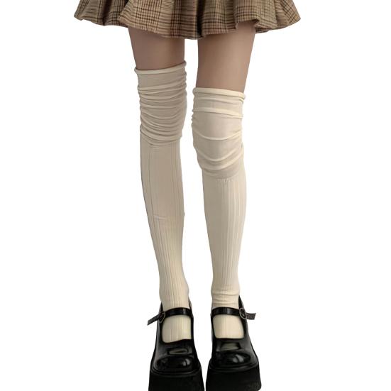 Slouch Thigh High Socks Women Stretchy Over-the-knee Scrunch Socks Long Over Knee Stockings for Boots Skirts Party Dating Street Wear