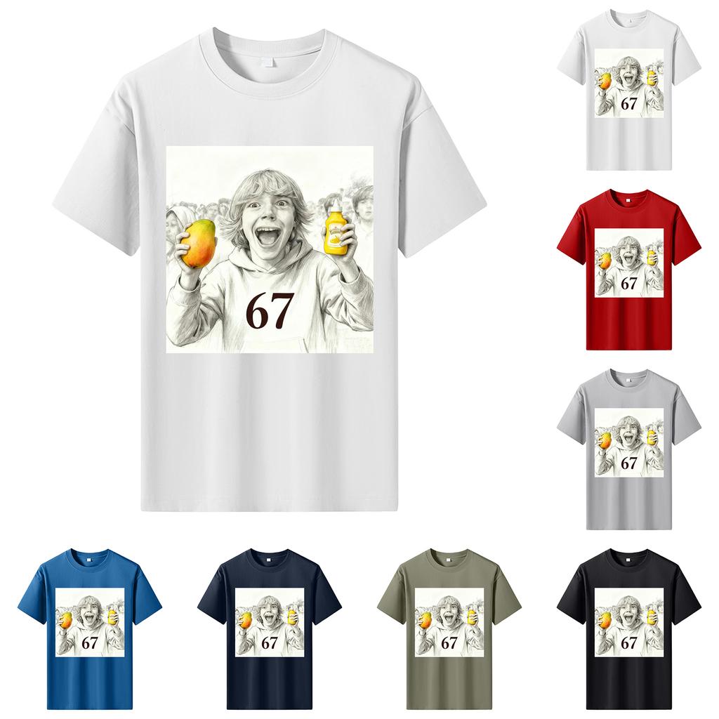 Мужская футболка с коротким рукавом с принтом Мужская свободная повседневная футболка с коротким рукавом