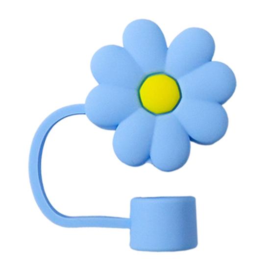 9Pcs Cute Floral Straw Sleeves with Durable Silicone Plugs Deform-resistant Break-resistant Colorful Straw Covers