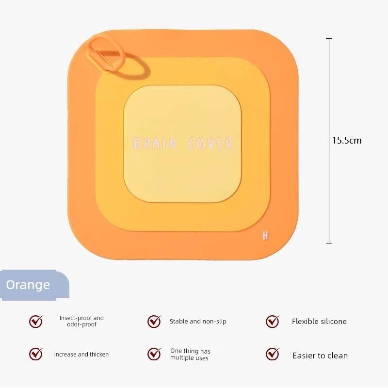 Floor Drain Deodorizer Silicone Drain Cover Insect-Proof Sewer Anti-Odor Bathroom Toilet Kitchen Handle Drain Mat