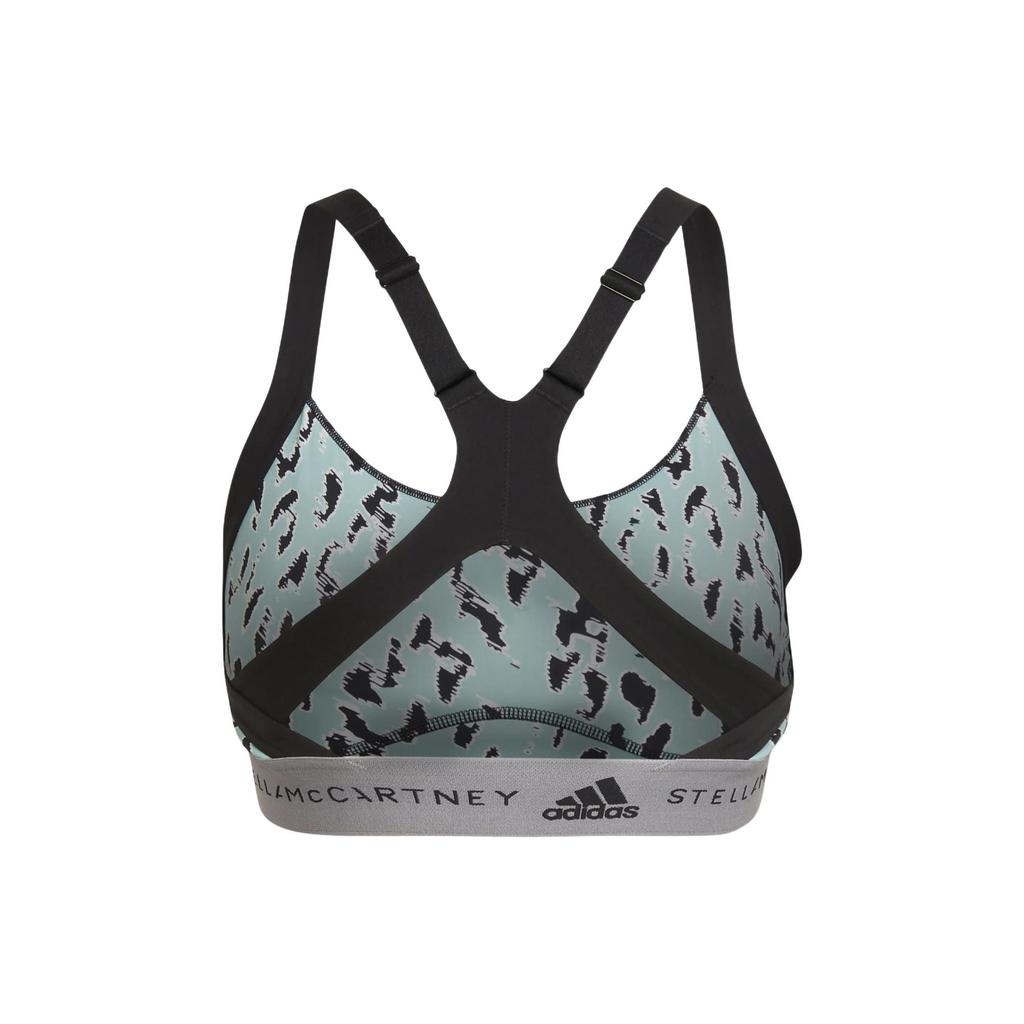 Adidas Stella McCartney X Training Printed Medium Support Sports Bra Women Underwear Mint-Green Black HB6069
