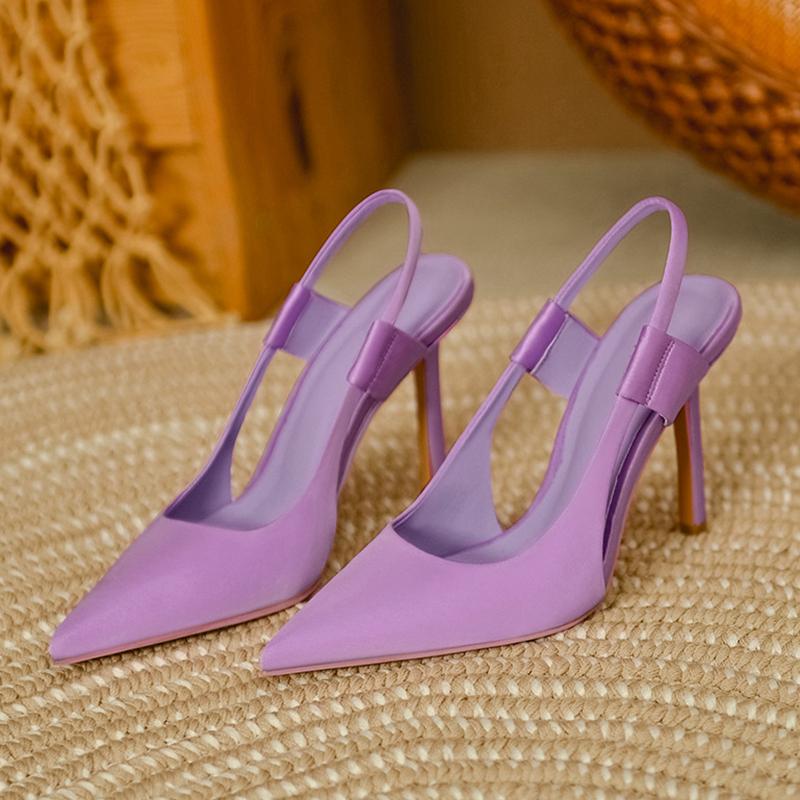 Pmwrun  Summer New Brand Women Slingback Sandals Pointed Toe Slip On Thin High Heel Ladies Elegant Pumps Shoes