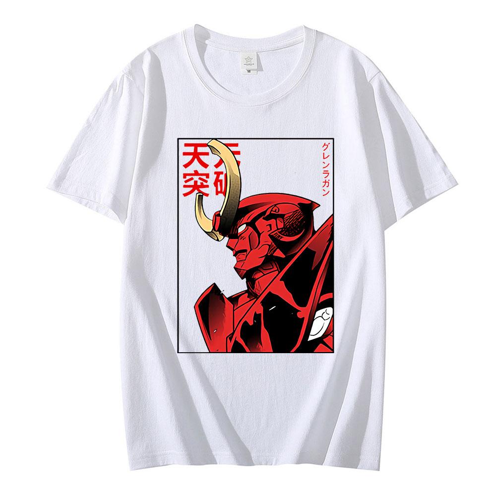 Горячая аниме Tengen Toppa Gurren Lagann Mecha Graphics Print T Shirt Unisex Oversize T Shirt Vintage Manga Fashion O-Neck Tees