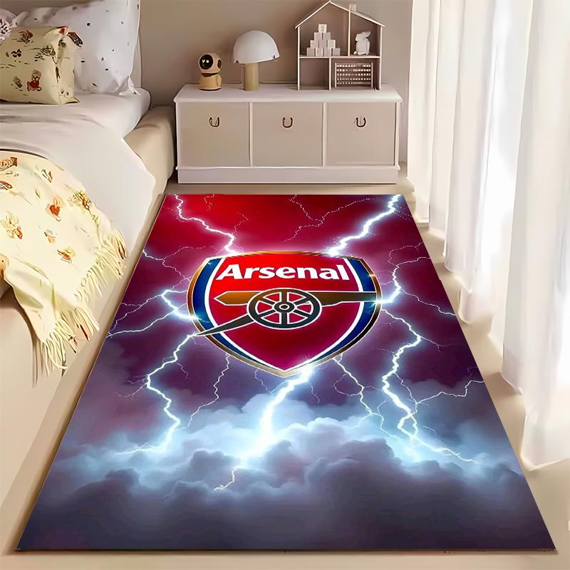 "Arsenal Logo Carpet with Lightning Design for Living Room Decor" Suitable for use as an anti-slip for living room bedroom sofas