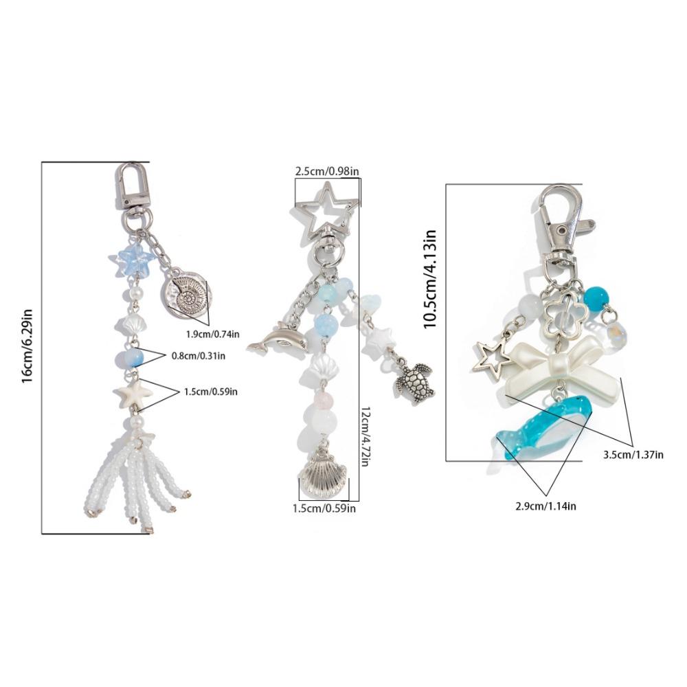 Imitation Pearl Ocean Style Keychain Zinc Zinc Alloy Shell Dolphin Tassel Pendant Backpack Decor