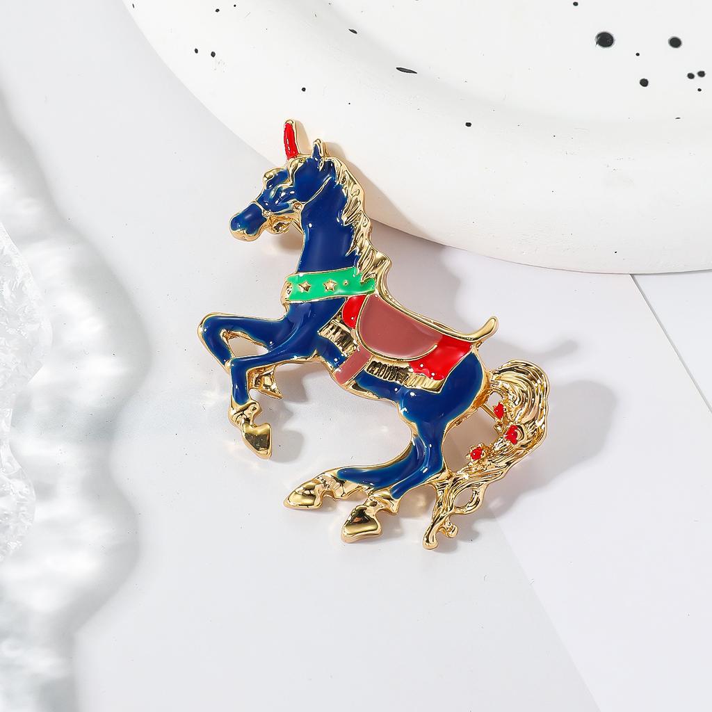 Retro Enamel Unicorn Fashionable Animal Accessory Brooch