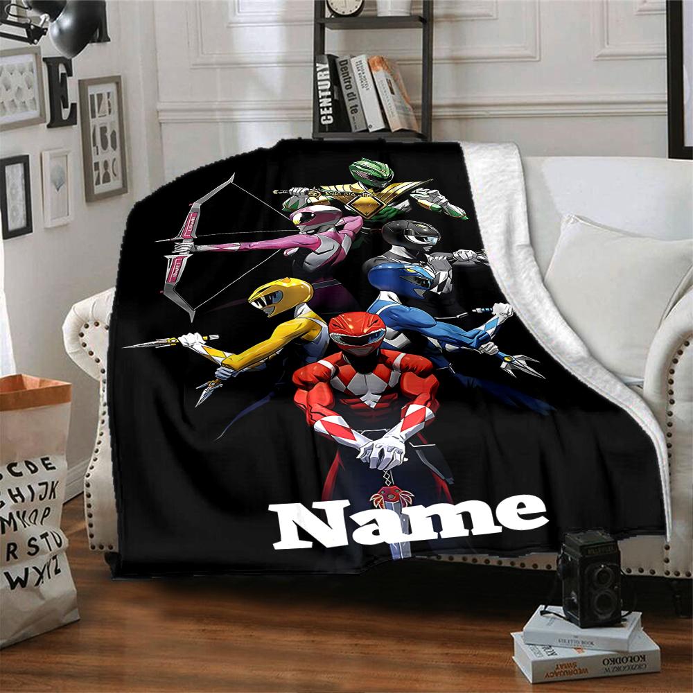 Custom Name Power Rangers Adventure Party Blanket For Couch Bed Plush Cozy Fuzzy Blanket Super Soft Warm Blankets For Fall And Winter 0916263