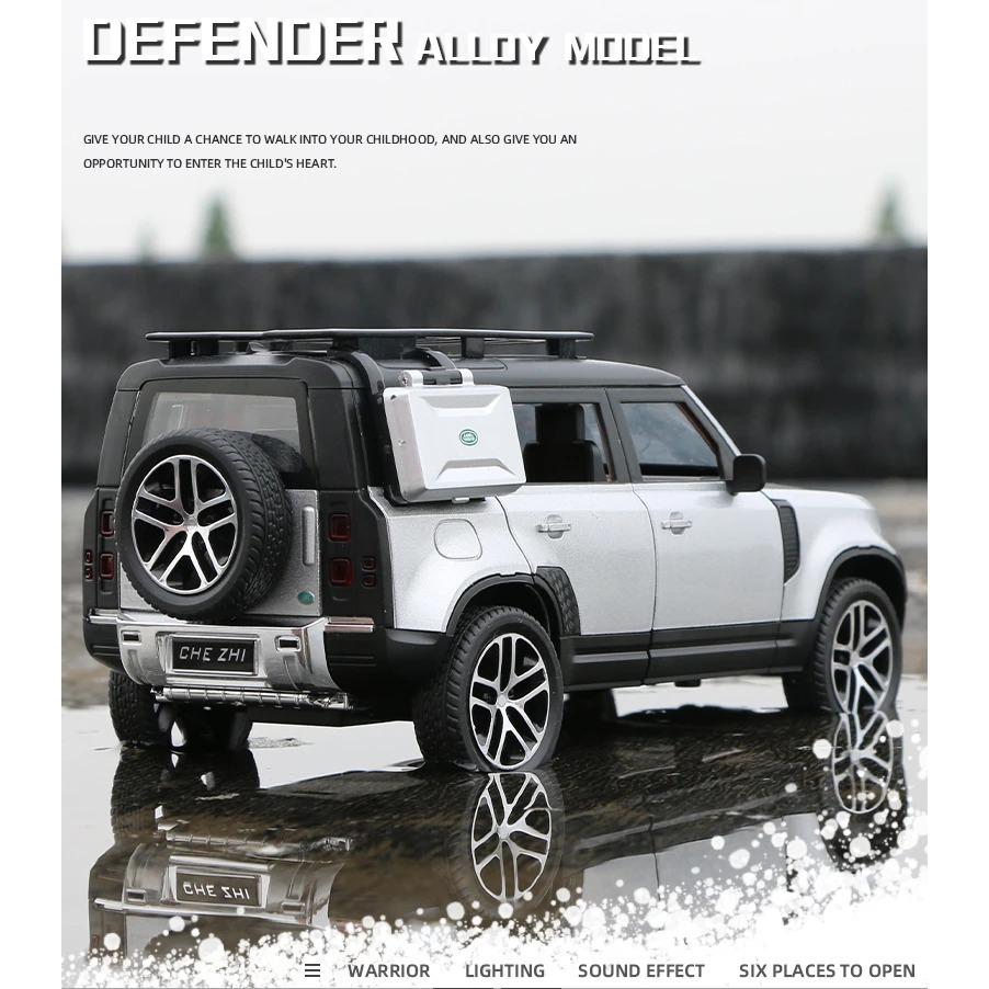 1/24 Rover Defender SUV Alloy Car Model Diecast & Toy Vehicles Metal Car Model Simulation Sound and Light Kids Gift