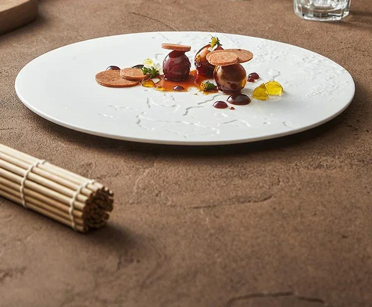 Rock Pattern Map Ceramic Flat Plate Shallow Hotel Restaurant Household Dish Western Food Plate