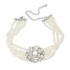 Multi-layer Imitation Pearl Necklace with Glass Diamond Flower - European & American Style Jewelry
