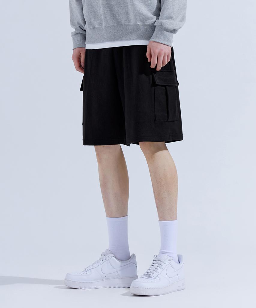 TOPBOY Comfort Essentials Cargo Half Long Elastic Sweatpants Black