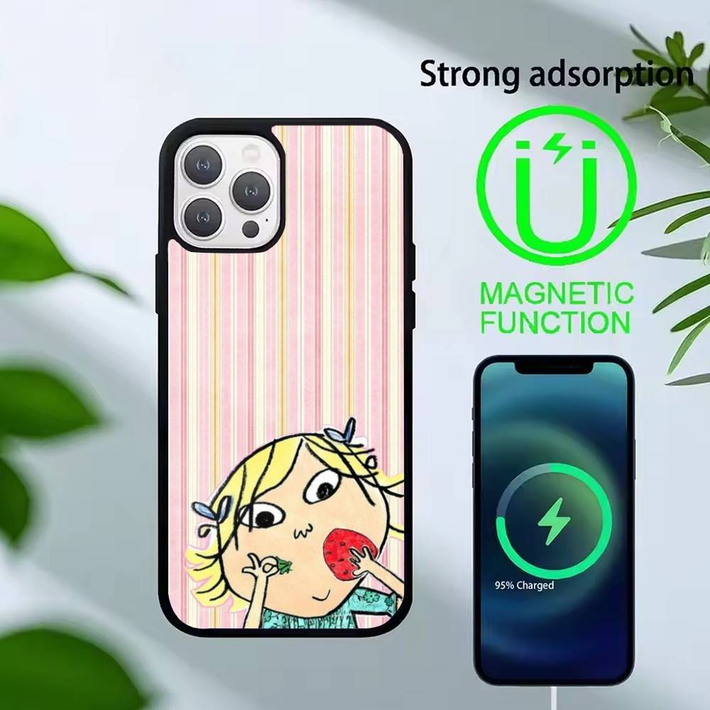 Мультяшный чехол для телефона D-Charlie and Lola для iPhone 14,16,15,13,17,12,Plus,Pro,Max Магнитный для Magsafe Матовый чехол