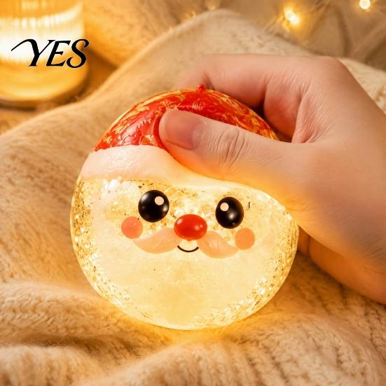 Christmas Desk Toy 1/5Pcs Dumpling Stress Relief Toy, LED Glowing Squeeze with Snowman Steamer, Santa Reindeer Gingerbread Man Lollipop Steamed