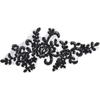 Одна пара (2pcs) 23*10см Черные Пайетки Вышитое Кружево Аппликации Вышивка Нашивки Для DIY Поделок