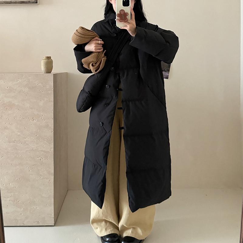 2024 новая зимняя куртка 90 белого утиного пуха женская длинная модная утолщенная куртка до колена