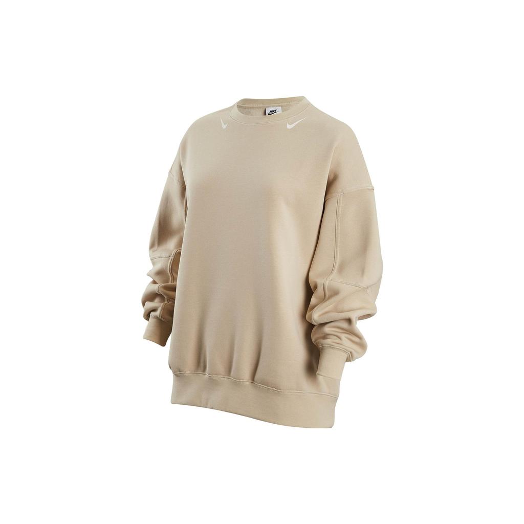 Nike Logo Printed Fleece Crewneck Long Sleeve Sweatshirt Women Sweatshirt Off-White DV7088-206