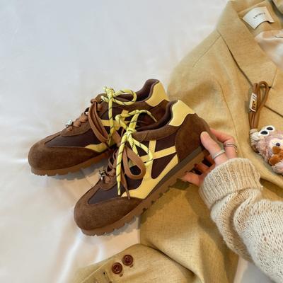 Чжан Цзинъи имеет те же странные планетарные ретро контрастные цвета, женская обувь, 2025 осень новая платформа женские спортивные туфли