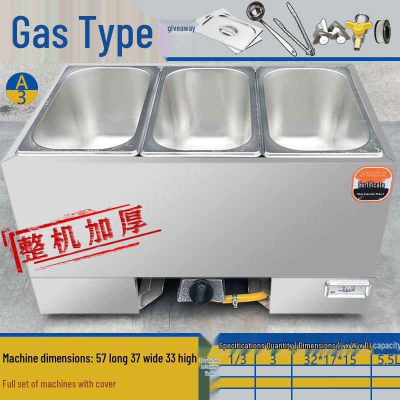 Commercial Gas-Powered Countertop Warming Table with Soup Pot for Fast Food Stalls