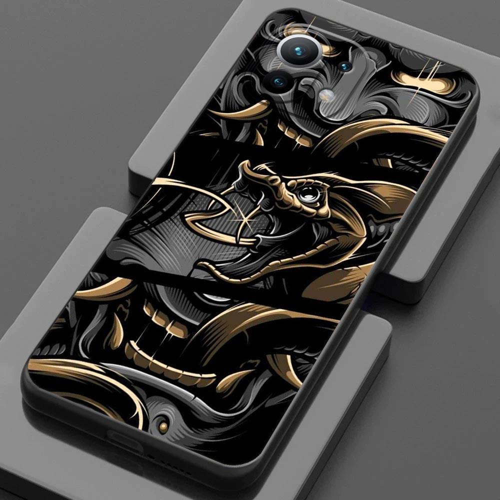 Чехол для телефона Xiaomi Mi 11 Lite 5G NE 11X 11T 12 Pro Poco F1 F3 X3 GT X4 NFC Pro, чехол самурайская маска Они, татуировка, дракон, искусство