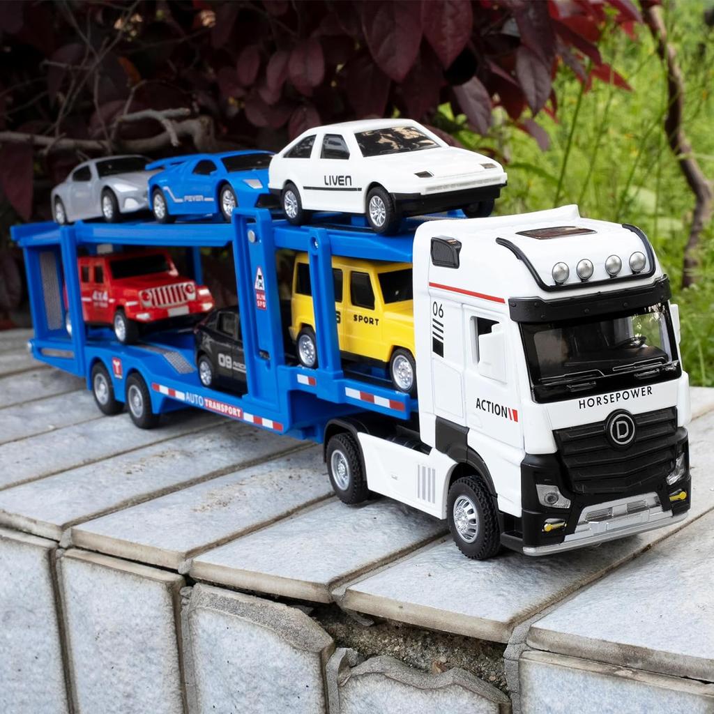 1/32 грузовик игрушечный грузовик со звуками и светом, прицеп-транспортер с откатным транспортером, транспортная игрушечная машинка, строительный грузовик, игрушка для детей и взрослых