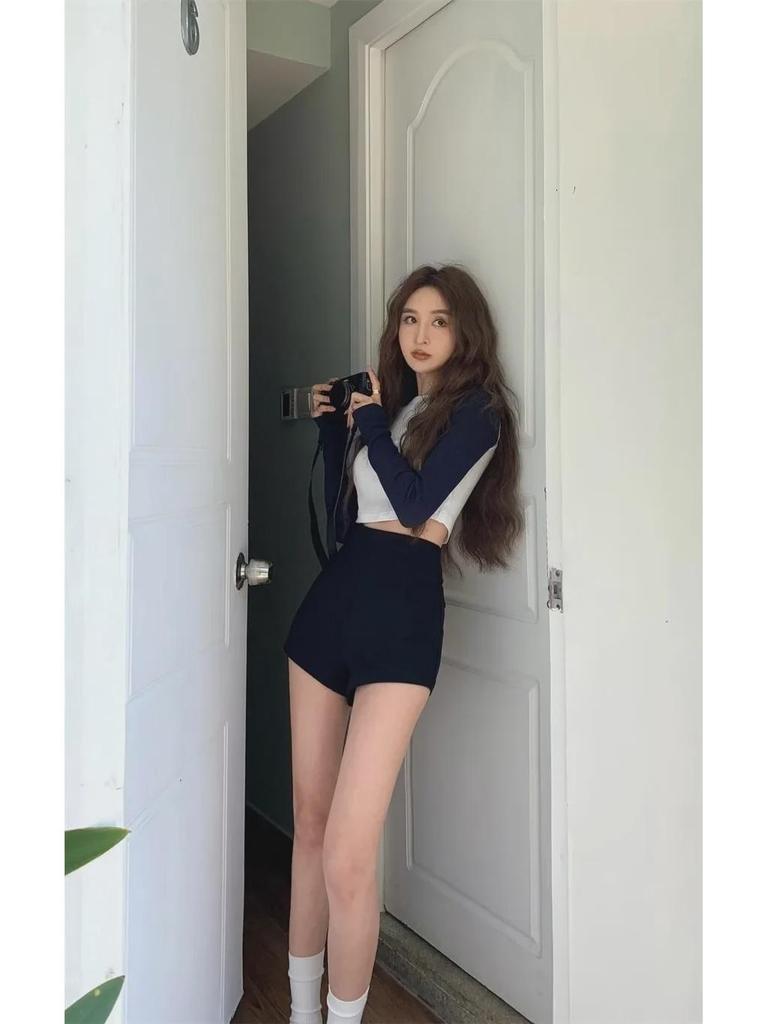 Женские черные узкие шорты с высокой талией - сексуальный американский стиль для горячих девушек летом