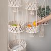 Handmade Fruit Storage Basket Scandinavian Style Cotton Rope Vegetable Plant Hanging Basket\t\t Kitchen Weaving Gardening