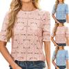 Женская модная повседневная рубашка с короткими рукавами и кружевом-пузырем