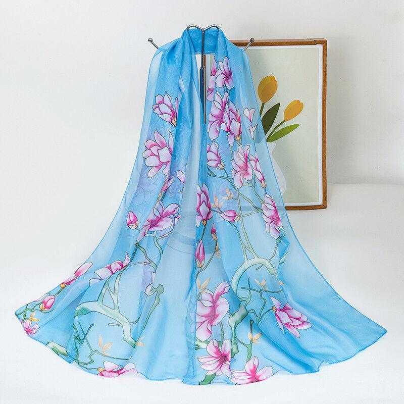 Spring Scarf Women's Chiffon Printed Thin Silk Scarf Shawl Dual-use Gift Women's Scarf Headband
