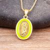 Nidin Enamel Christian Virgin Mary Pendant Necklace 7 Colors Gold Plated  Handmade Choker Jewelry Accessories Gift Wholesale