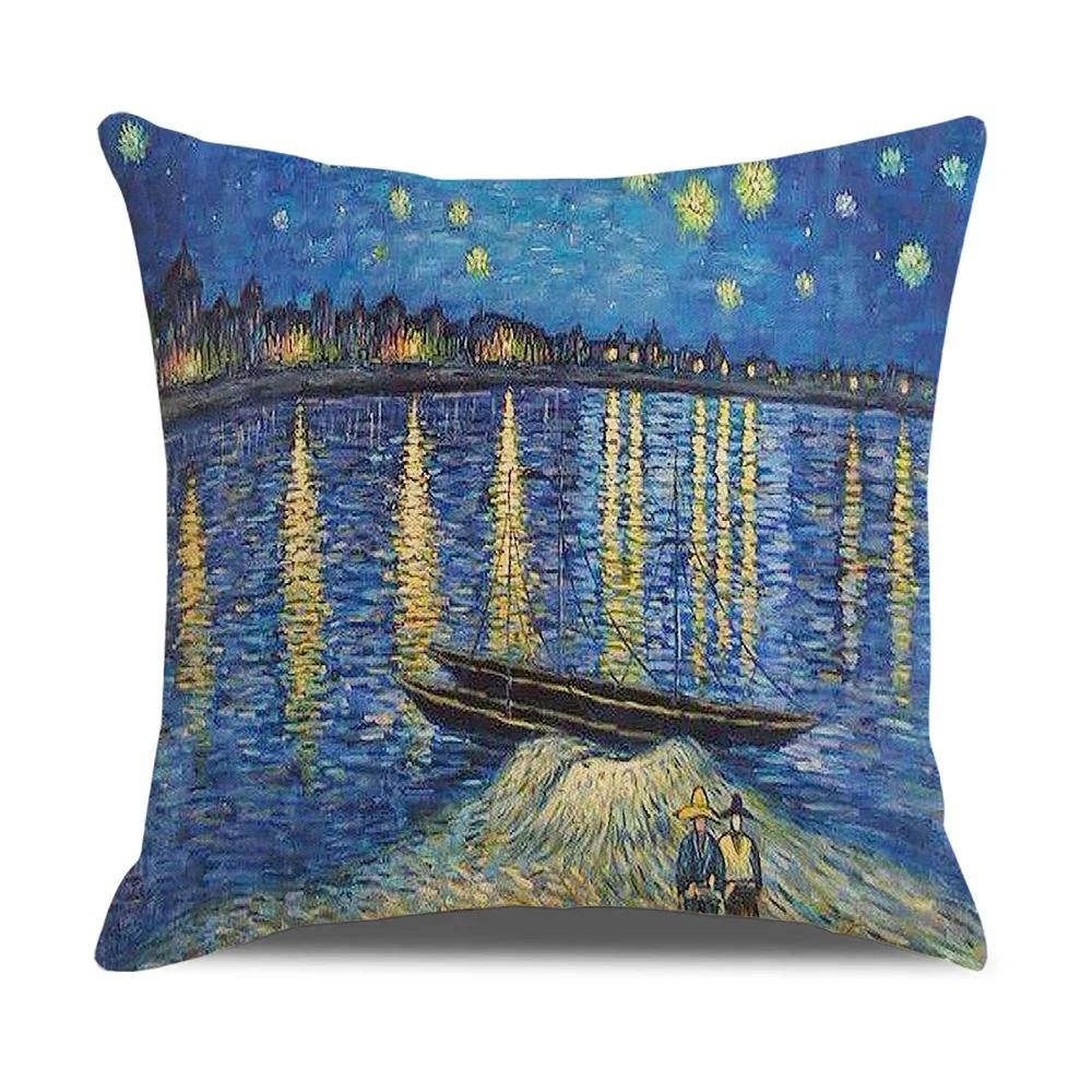 Винтажная наволочка для подушки с искусством Ван Гога, наволочка для подушки с масляной живописью, украшение для дивана в гостиной