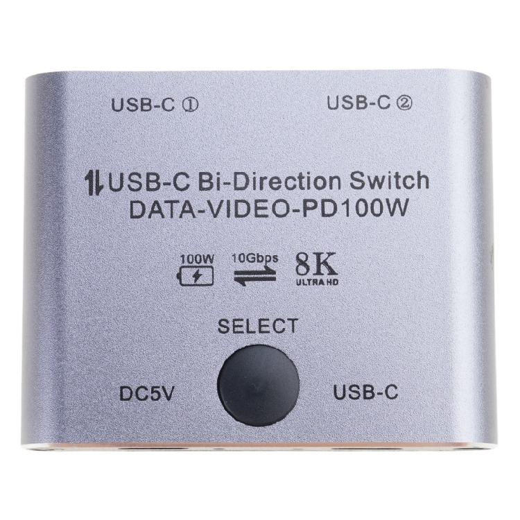 Переключатель KVM USB C 8K Двунаправленный переключатель USB C для 2 ПК Легкое переключение 1 кнопкой 2 входа 1 выход и 2 входа 1 выход 3440x1440