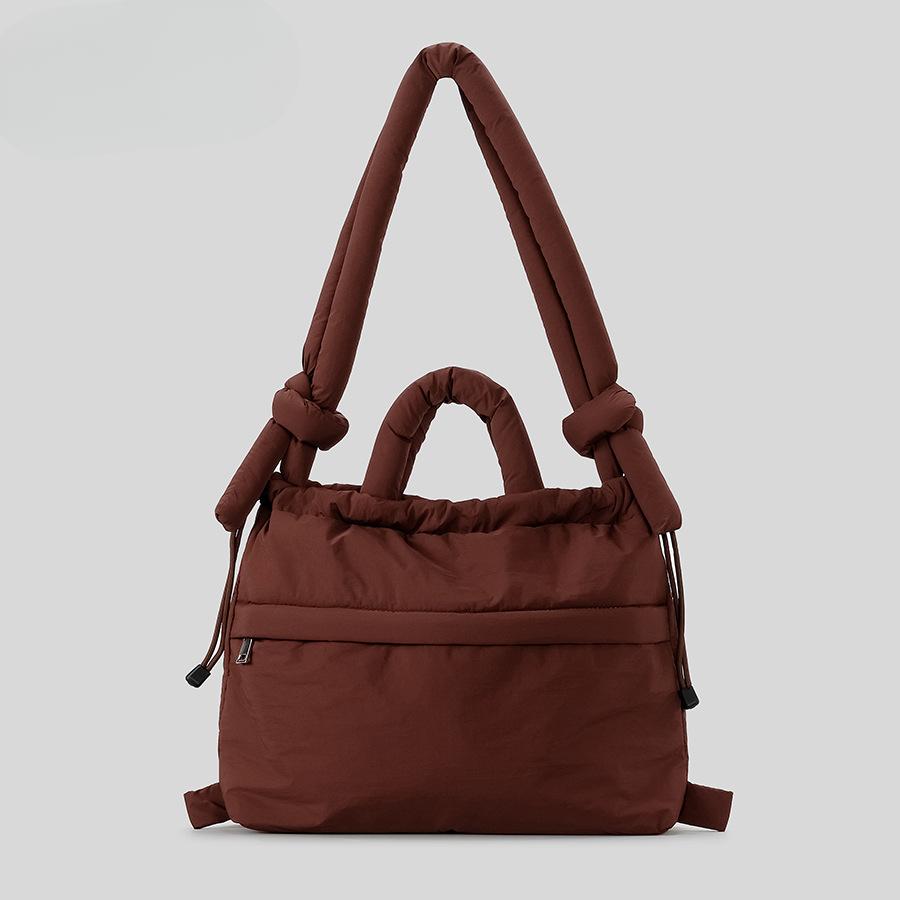 Сумка через плечо с завязками, женский рюкзак, большая вместимость, легкая, двойного назначения, сумка на одно плечо, мягкая хлопковая сумка с зажимом