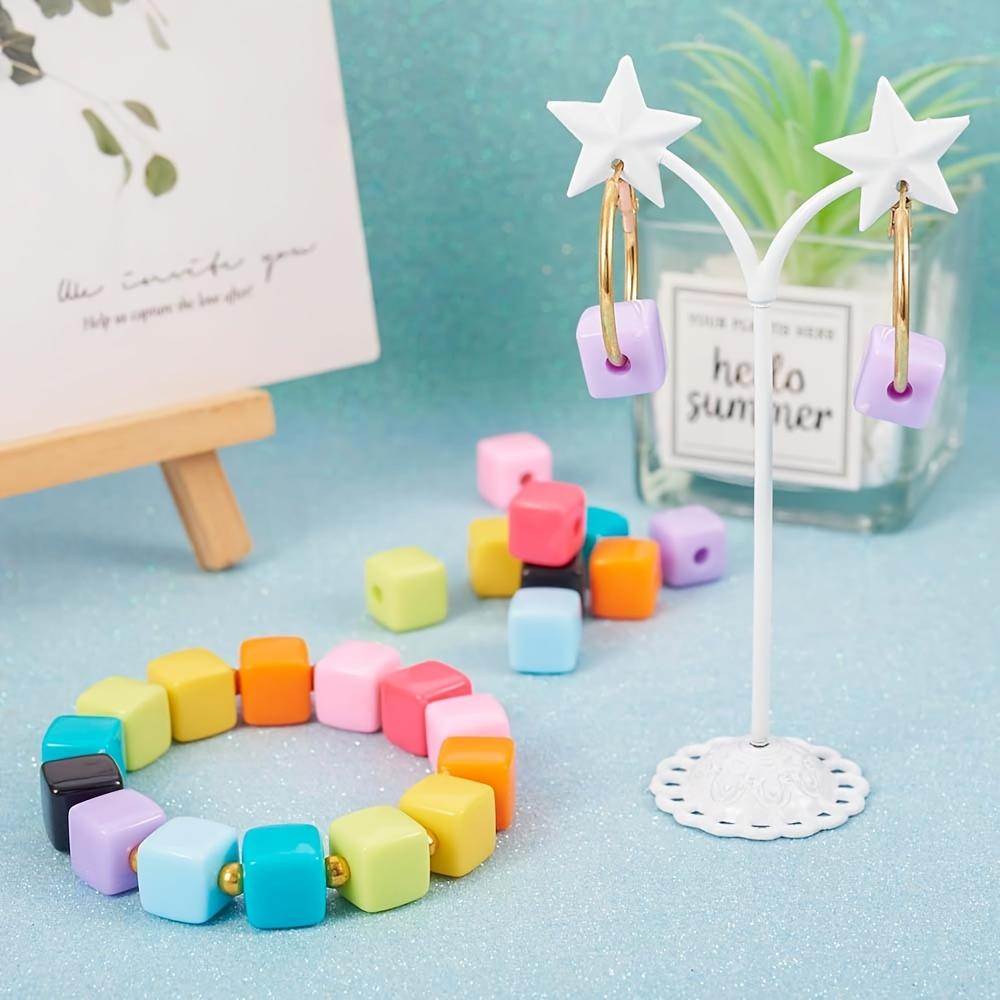 10/20/40 шт. Пастельные акриловые кубические бусины для изготовления браслетов, квадратные разделительные бусины конфетного цвета, ассорти из радужных кубических бусин в виде пони, оптом для изготовления ювелирных изделий