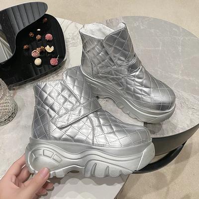 Модные зимние ботинки женские водонепроницаемые сохраняющие тепло плюшевые туфли на платформе женские ботинки на шнуровке до середины голени зимняя обувь Botas Femininas