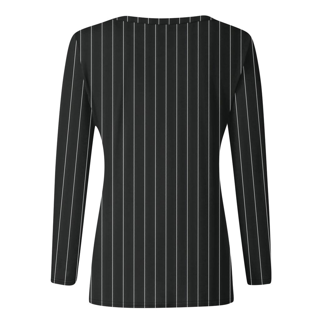 Women's Casual Long Sleeved V Neck Printed T-shirt Top Pullover