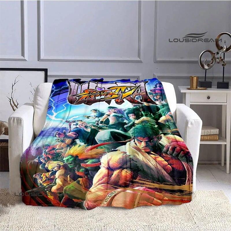 Классическое одеяло с принтом Street Fighter, теплое одеяло с фланцами, подкладка для кровати, домашнее дорожное одеяло, одеяло для пикника, подарок на день рождения