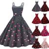 Women's Fashion Printed Sexy Strapless Gothic Cocktail Dress Punk, Vintage Dress.