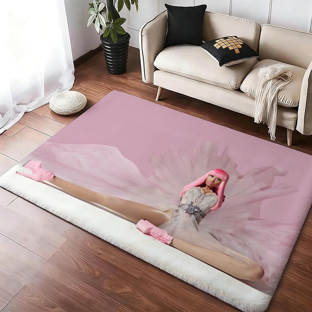 Singer Nicki Minaj Pink Friday Floor Mat Soft Thickened Absorbent Non-Slip Bedroom Living Room Door Mat Home Decor Flannel Rugs