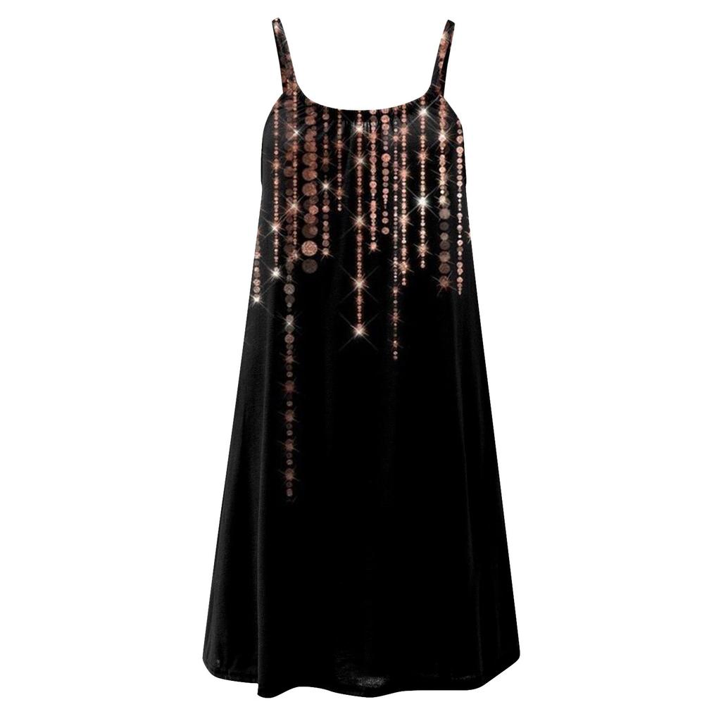 Женский модный повседневный свободный пляжный сарафан с принтом на подтяжках, свободное платье без рукавов